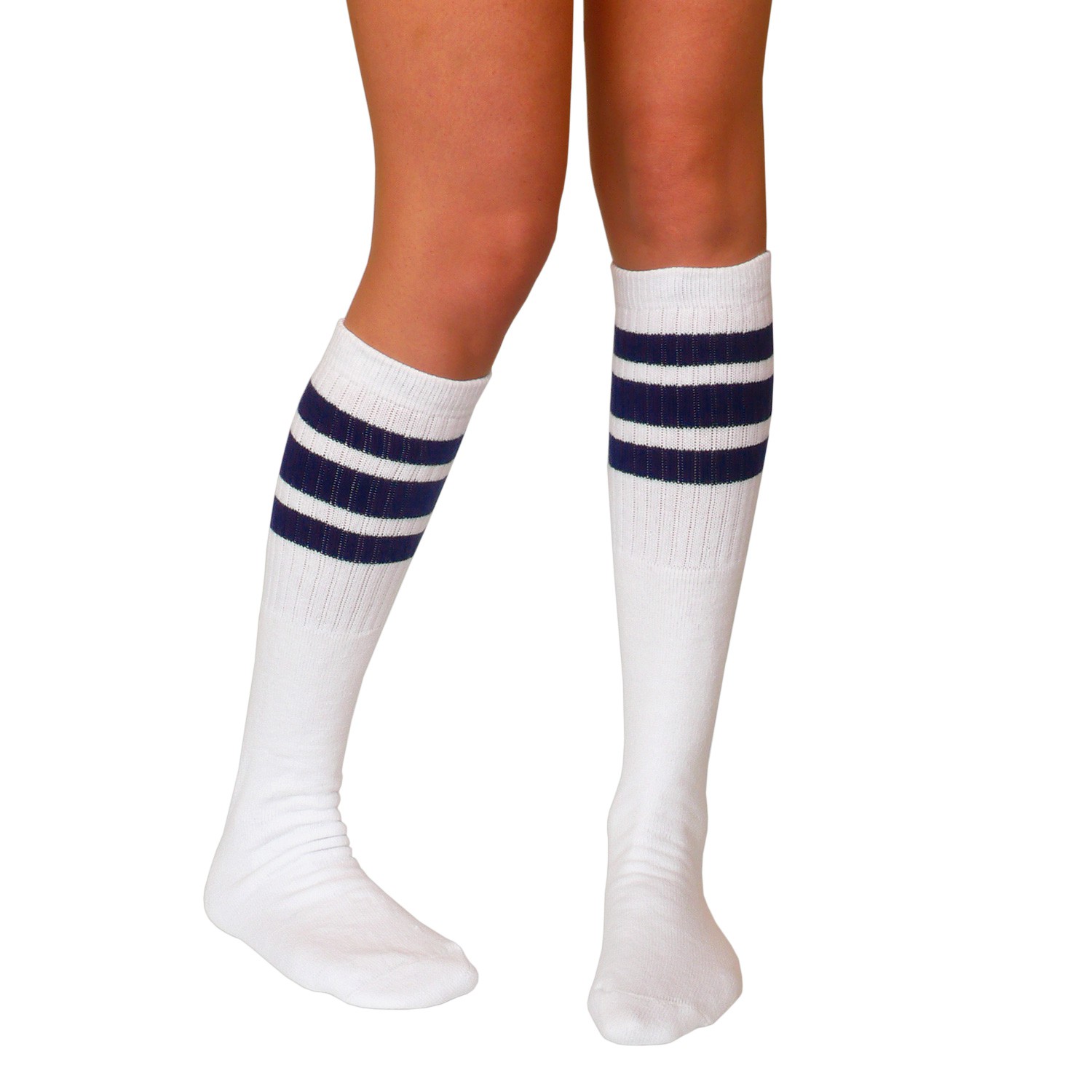 ORIGINAL 22" SKATERSOCKS TUBE SOCKS STRIPED SOCKS WHITE NAVY BLUE eBay