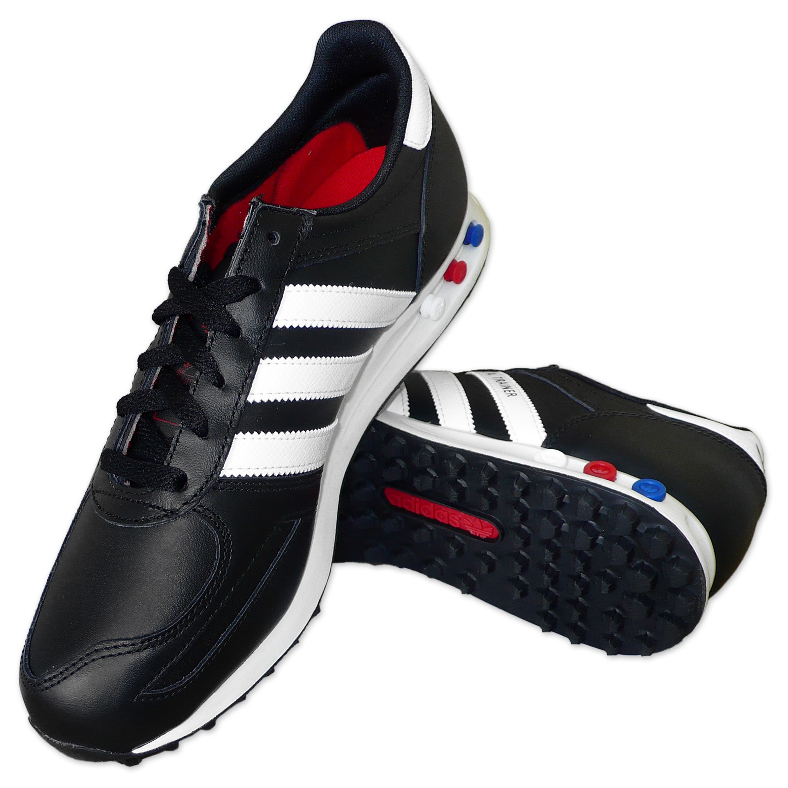 adidas black leather trainers mens