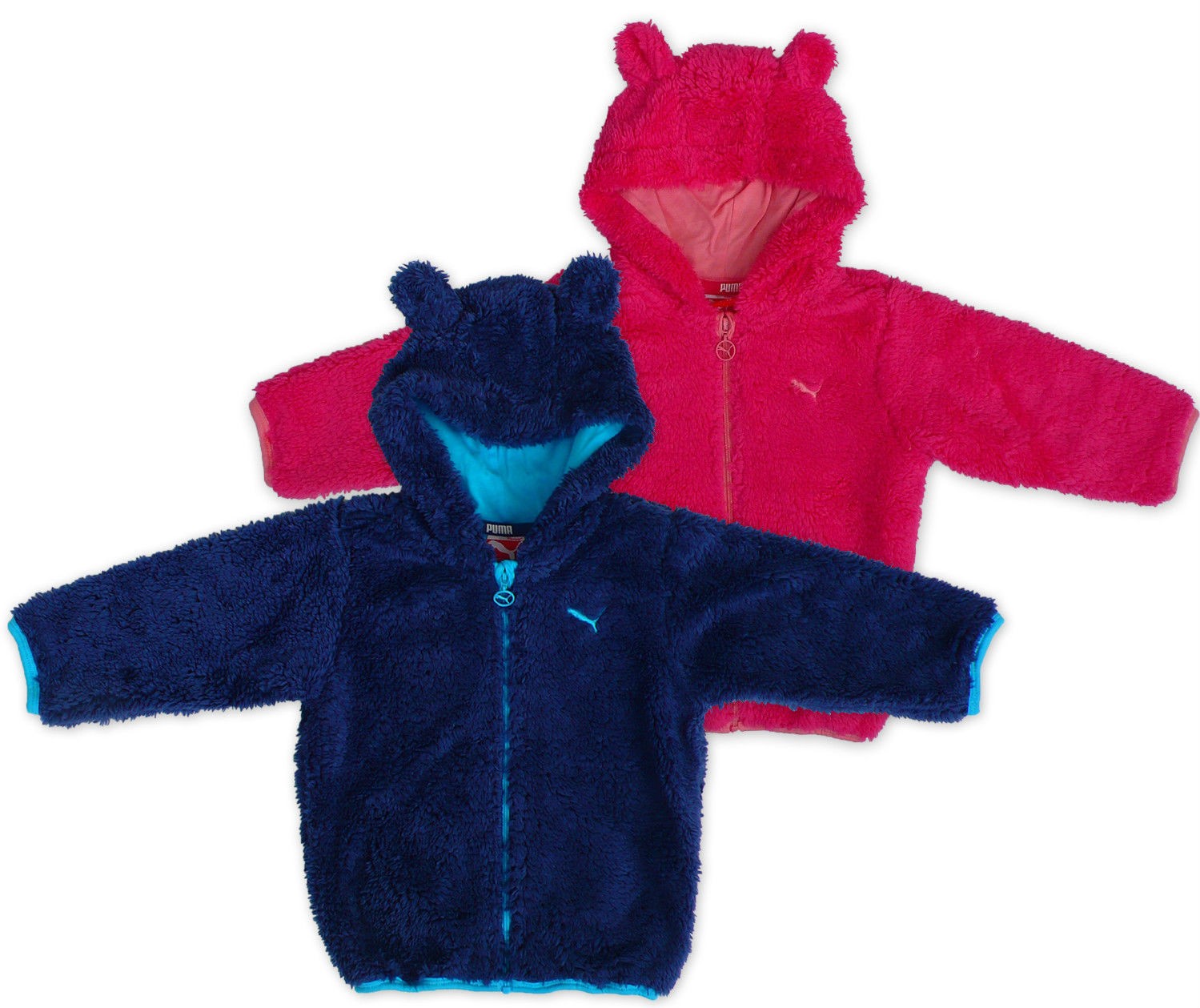 PUMA BABY/CHILDREN TEDDY JACKET PLUSH SWEAT STUFFED HOODIE BLUE/PINK | eBay